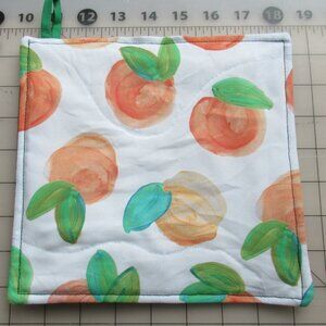 8x8 potholder peaches peach Georgia fruit potholder Pot holders quilted trivets